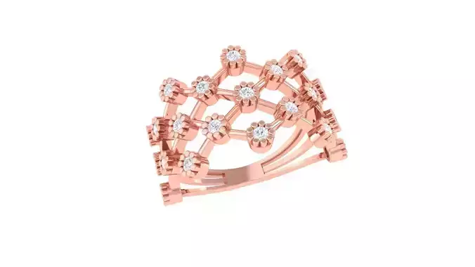 Stars on Wire High Jewelry Diamond Cocktail Ring 3dm stl obj 3D print model