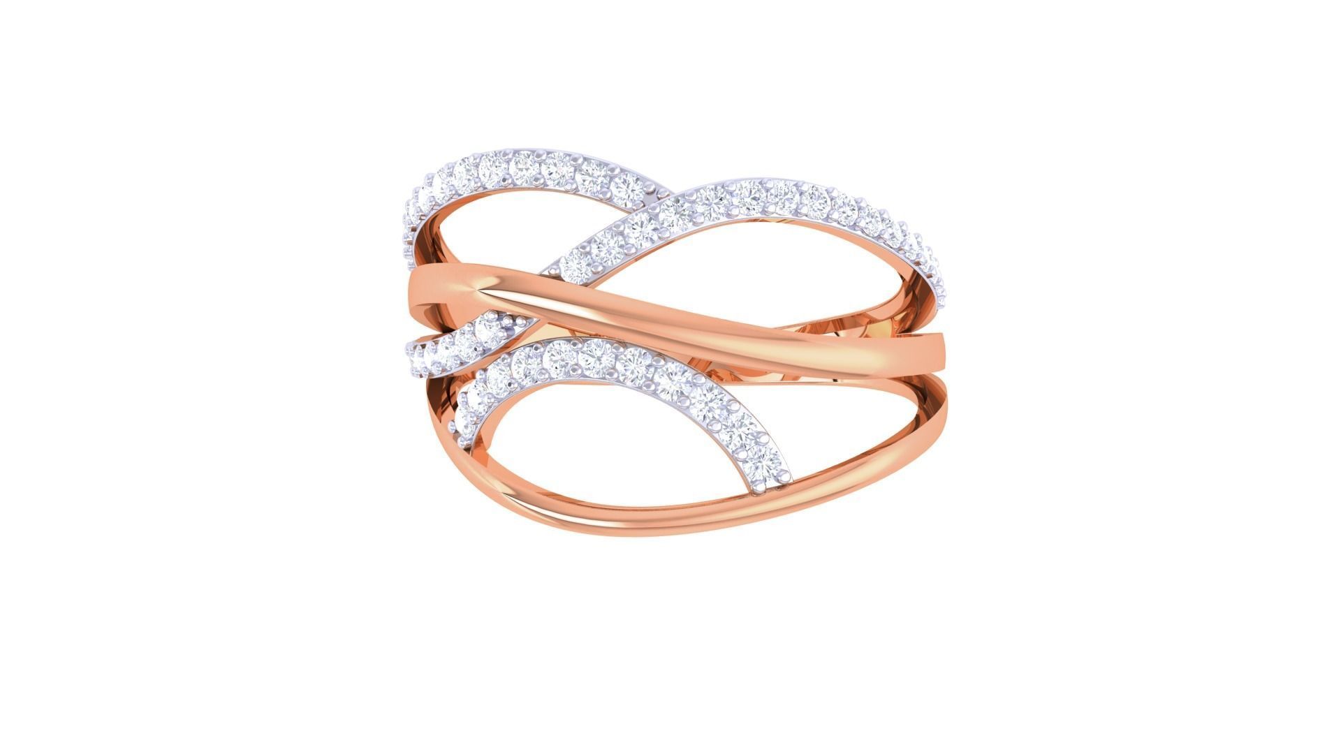 Wire High Jewelry Diamond Cocktail Ring 3dm stl obj 3D print model_9