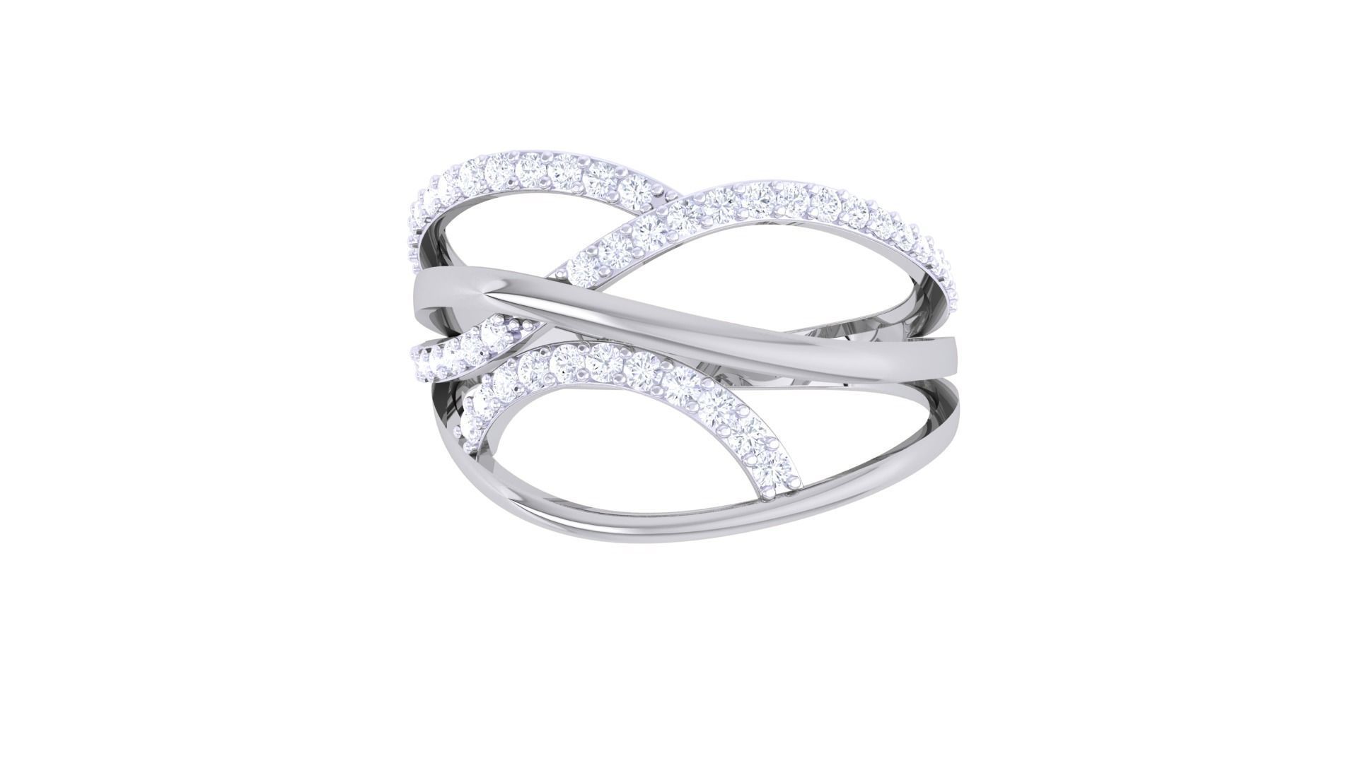 Wire High Jewelry Diamond Cocktail Ring 3dm stl obj 3D print model_7