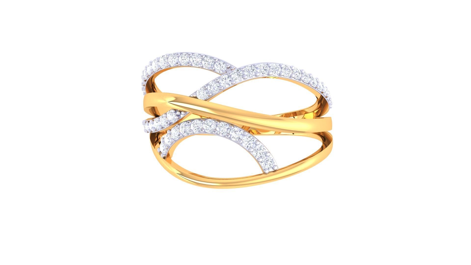 Wire High Jewelry Diamond Cocktail Ring 3dm stl obj 3D print model_8