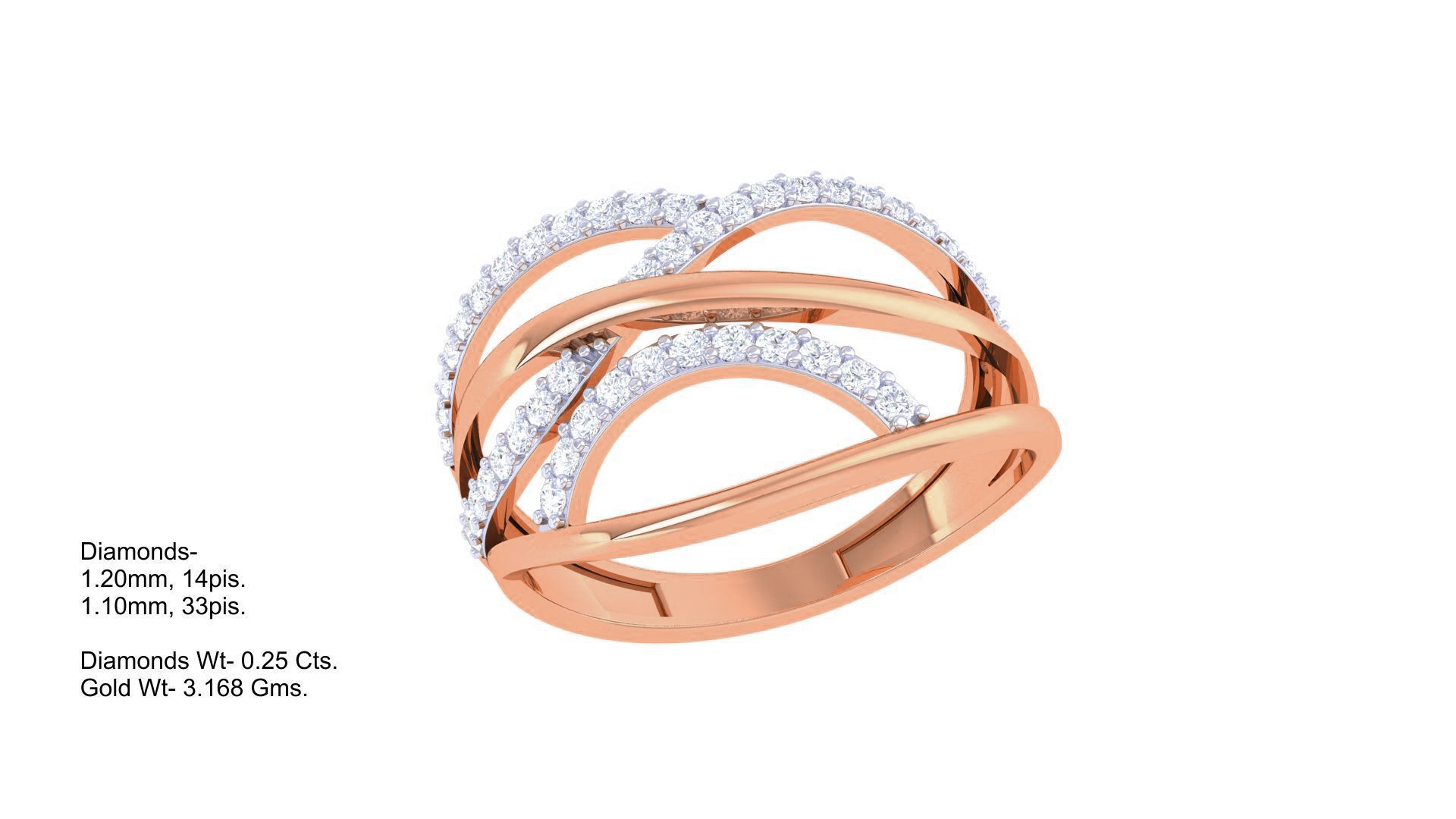 Wire High Jewelry Diamond Cocktail Ring 3dm stl obj 3D print model_1