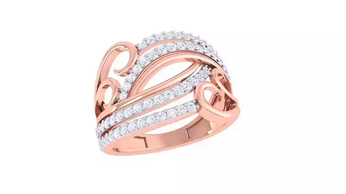 Wire High Jewelry Diamond Cocktail Ring 3dm stl obj