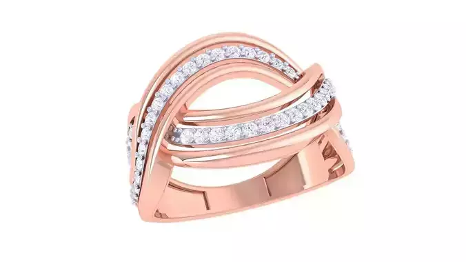 Wire High Jewelry Diamond Cocktail Ring 3dm stl obj