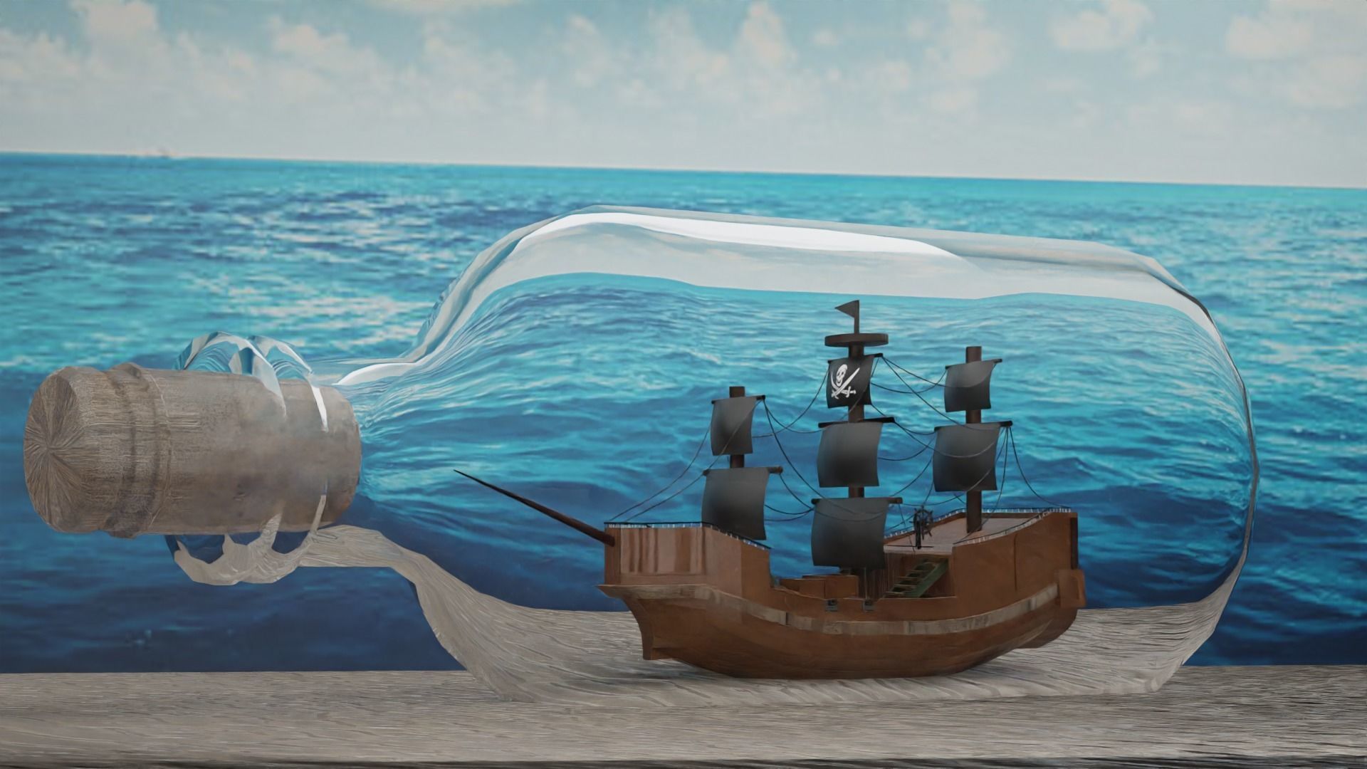 Ship and Bottle 3D model_2