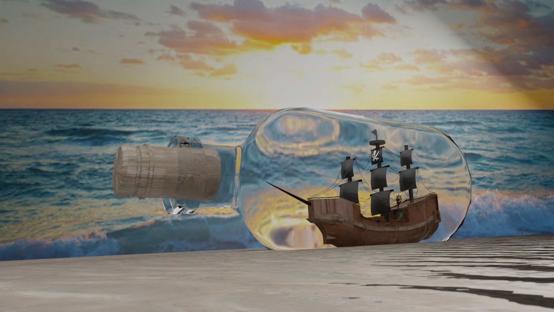 Ship and Bottle 3D model_5
