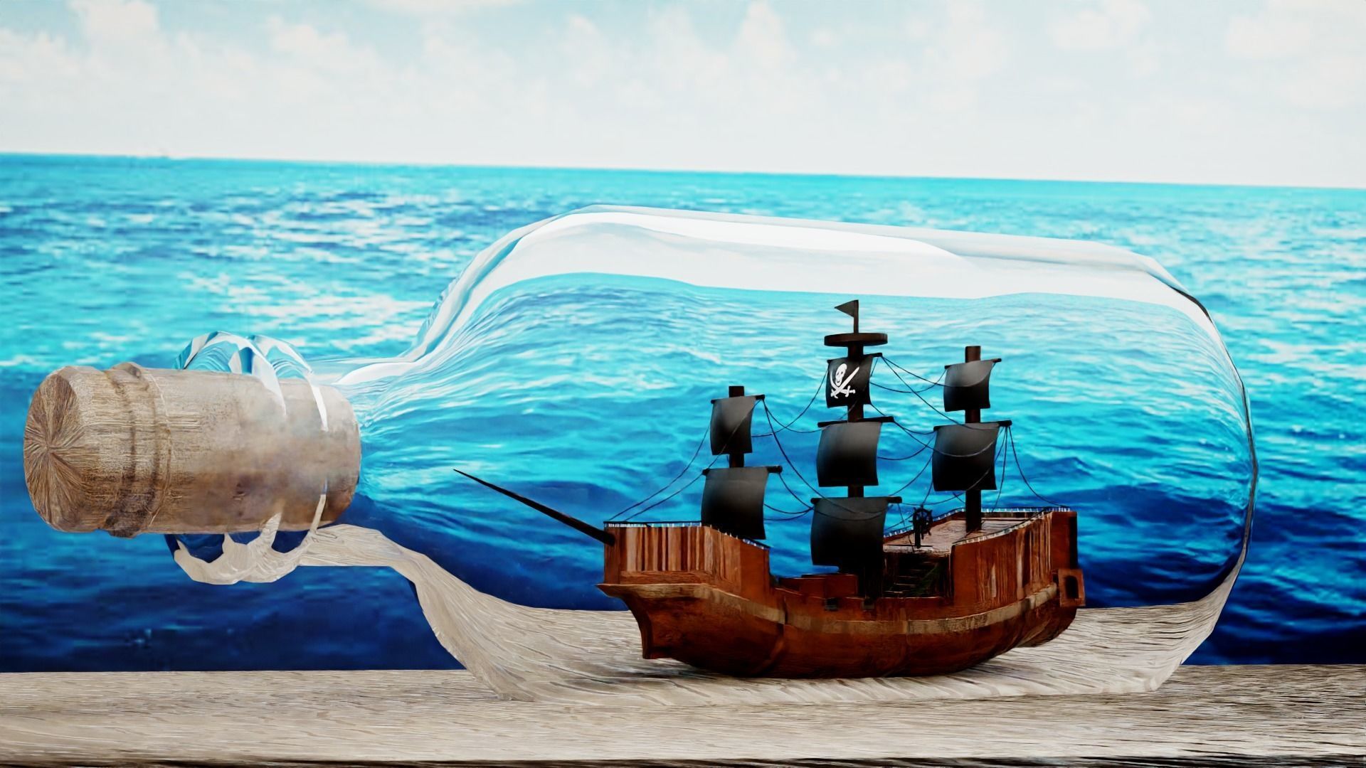 Ship and Bottle 3D model_1