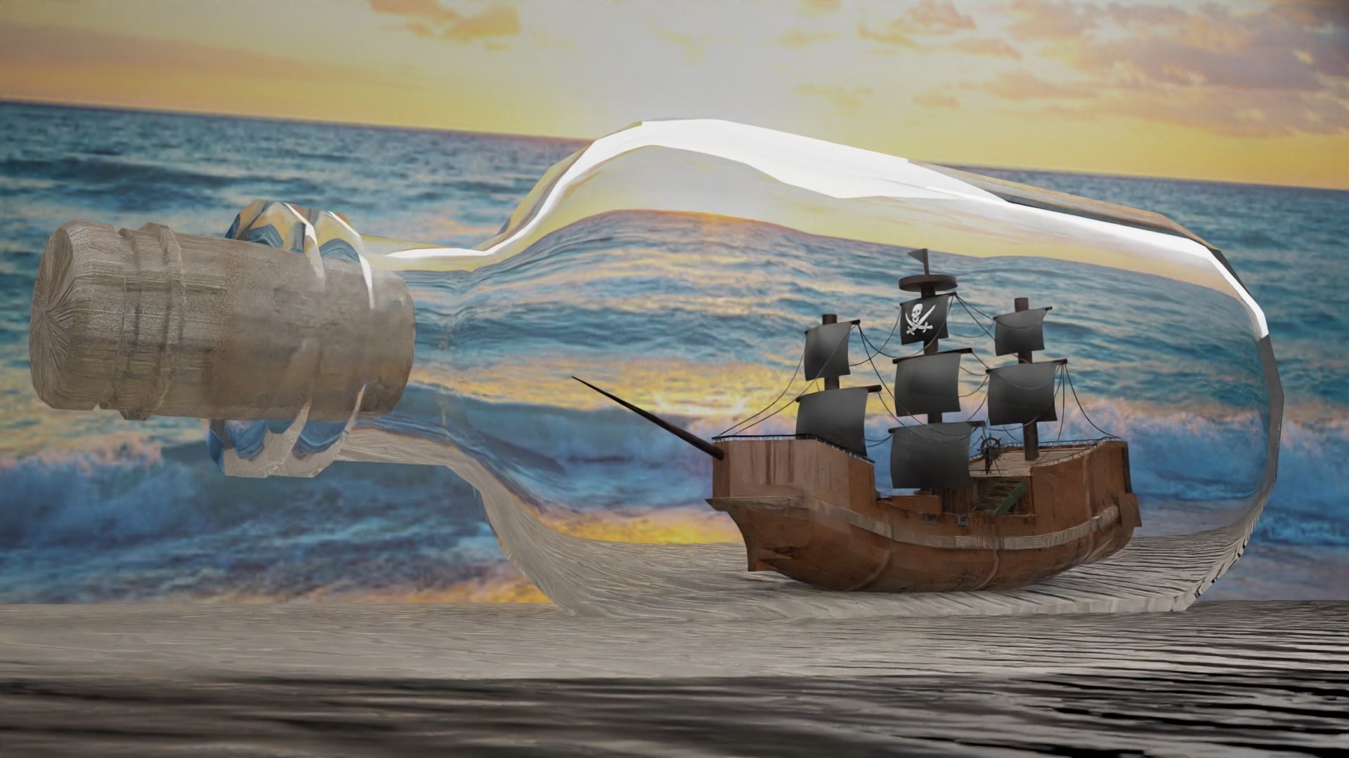 Ship and Bottle 3D model_3