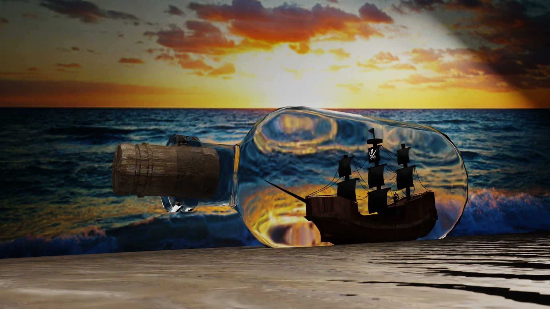 Ship and Bottle 3D model_4
