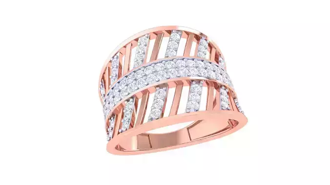 Wire High Jewelry Diamond Cocktail Ring 3dm stl obj