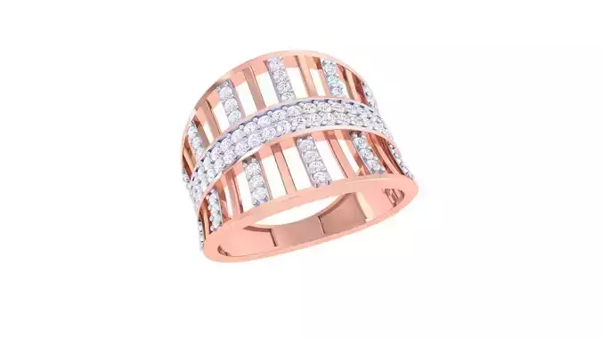 Wire High Jewelry Diamond Cocktail Ring 3dm stl obj
