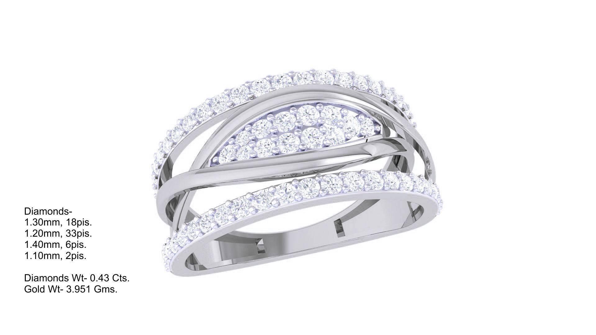 High Jewelry Diamond Cocktail Ring 3dm stl obj 3D print model_1