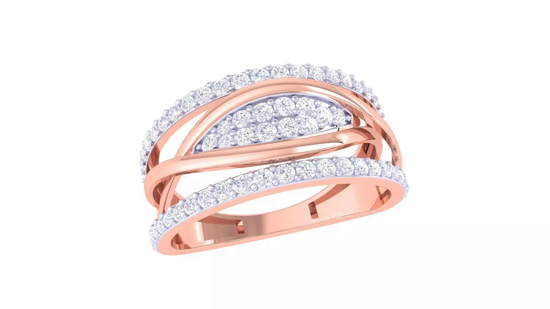 High Jewelry Diamond Cocktail Ring 3dm stl obj 3D print model_0