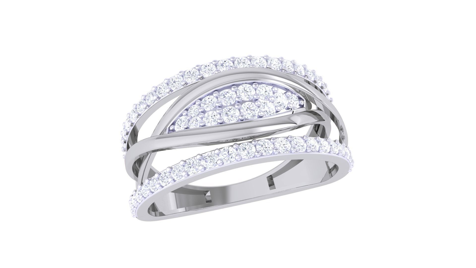 High Jewelry Diamond Cocktail Ring 3dm stl obj 3D print model_5