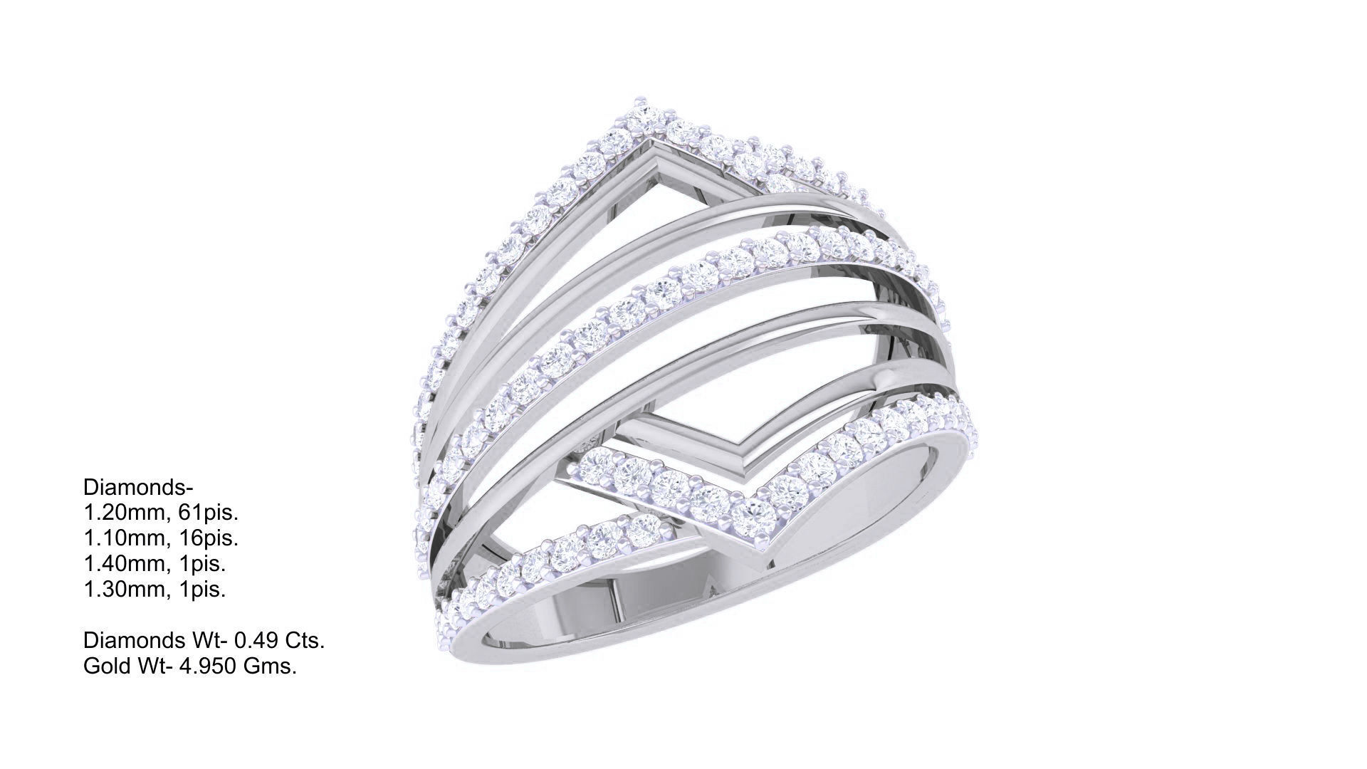 Wire High Jewelry Diamond Cocktail Ring 3dm stl obj 3D print model_2