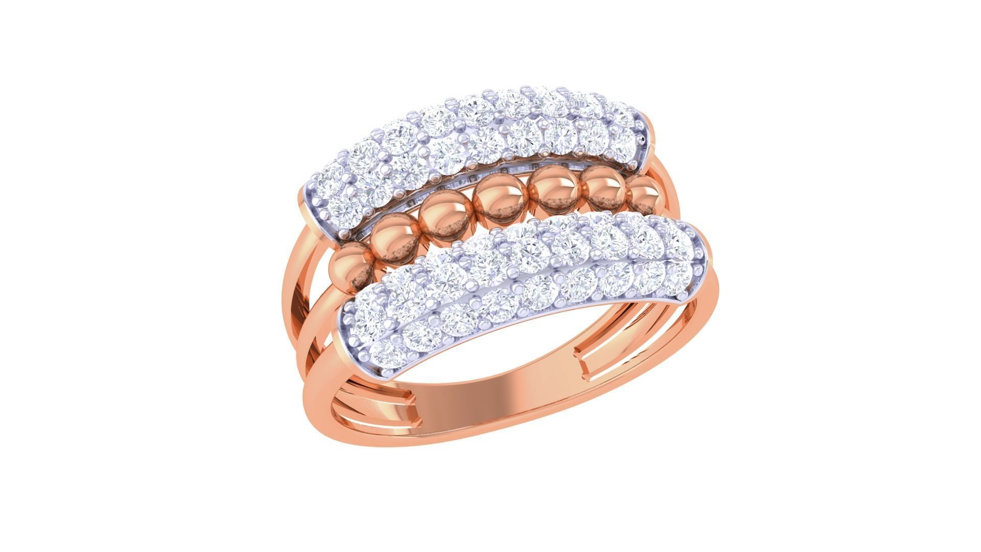 Balls Beads High Jewelry Diamond Cocktail Ring 3dm stl obj 3D print model_4