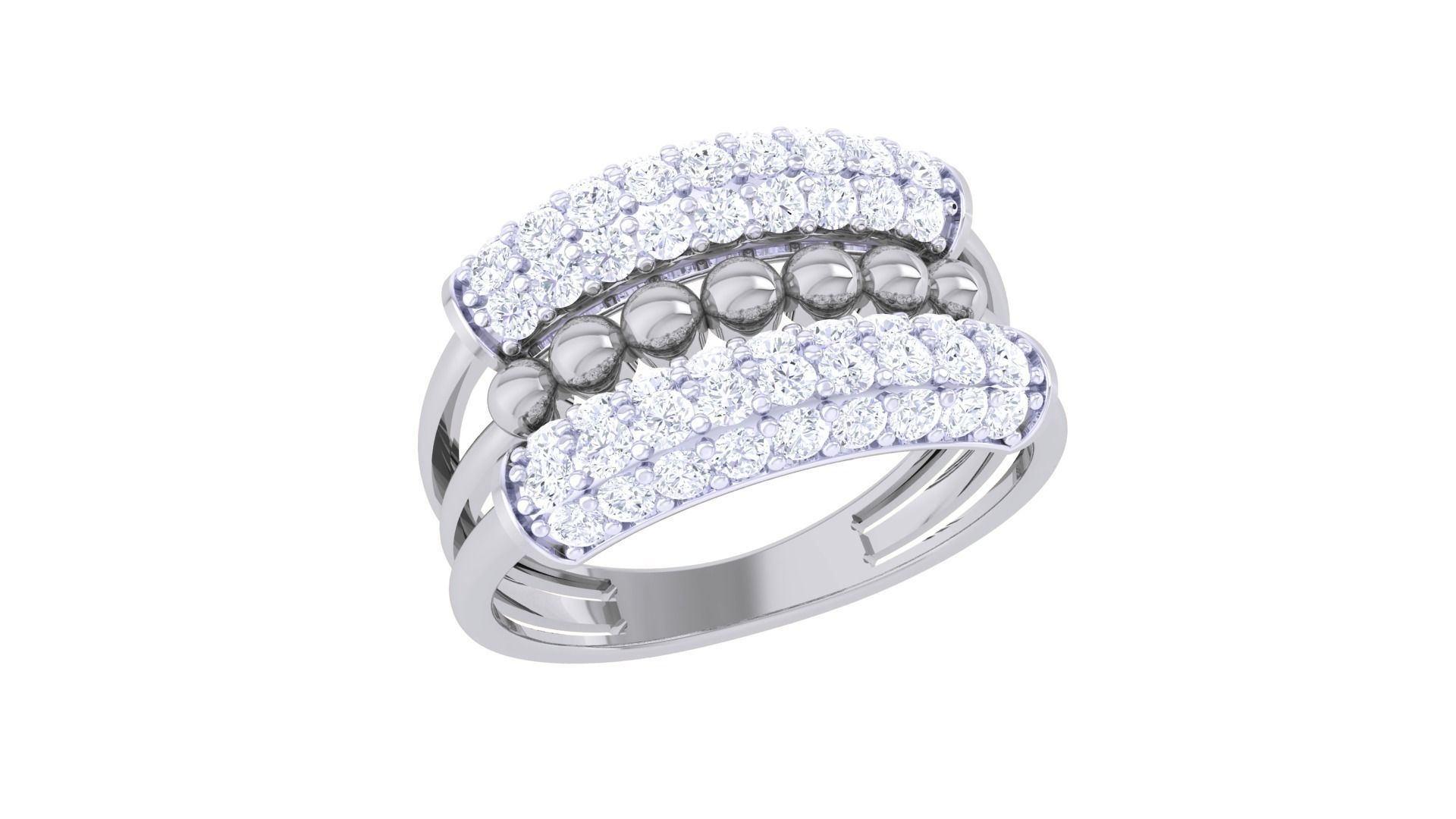 Balls Beads High Jewelry Diamond Cocktail Ring 3dm stl obj 3D print model_6