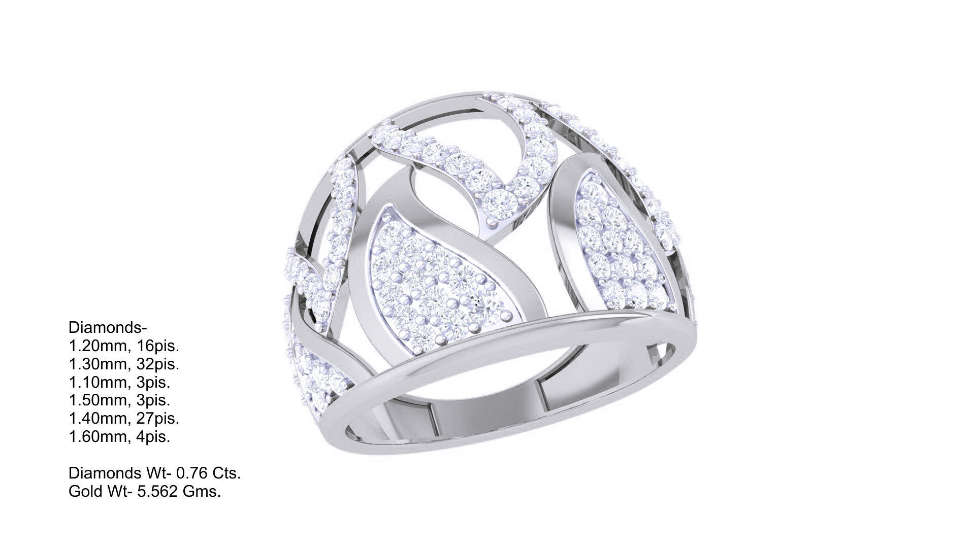 High Jewelry Diamond Cocktail Ring 3dm stl obj 3D print model_2