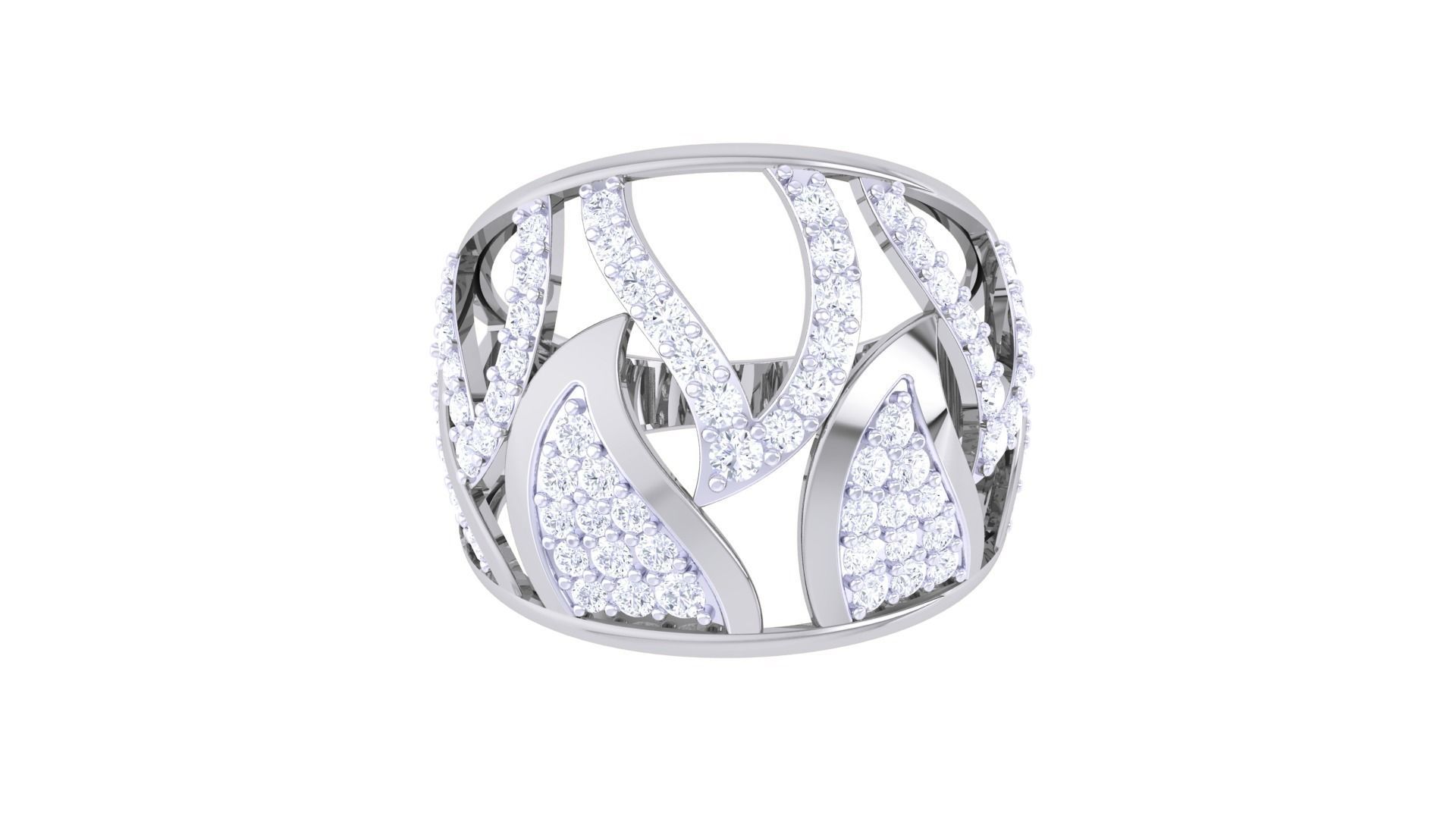 High Jewelry Diamond Cocktail Ring 3dm stl obj 3D print model_7