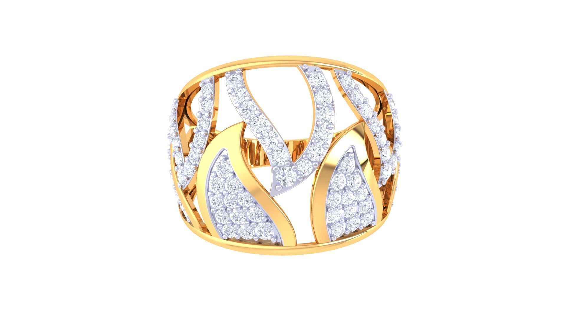 High Jewelry Diamond Cocktail Ring 3dm stl obj 3D print model_8