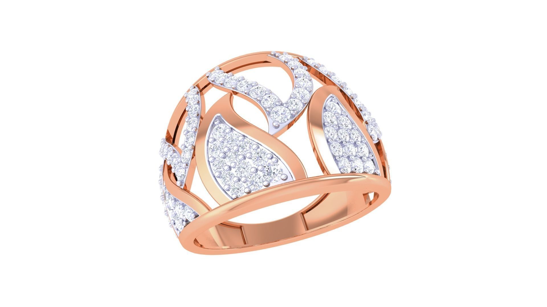 High Jewelry Diamond Cocktail Ring 3dm stl obj 3D print model_5