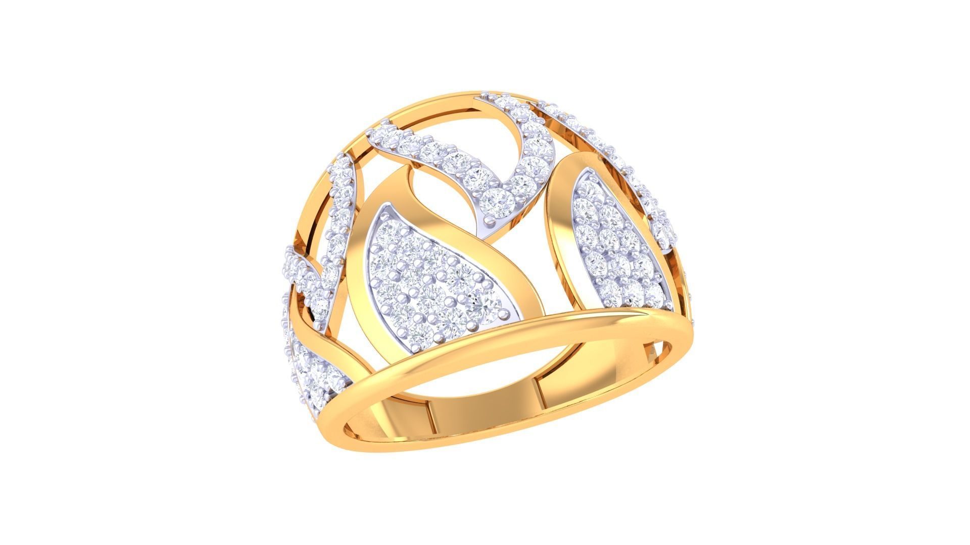 High Jewelry Diamond Cocktail Ring 3dm stl obj 3D print model_4