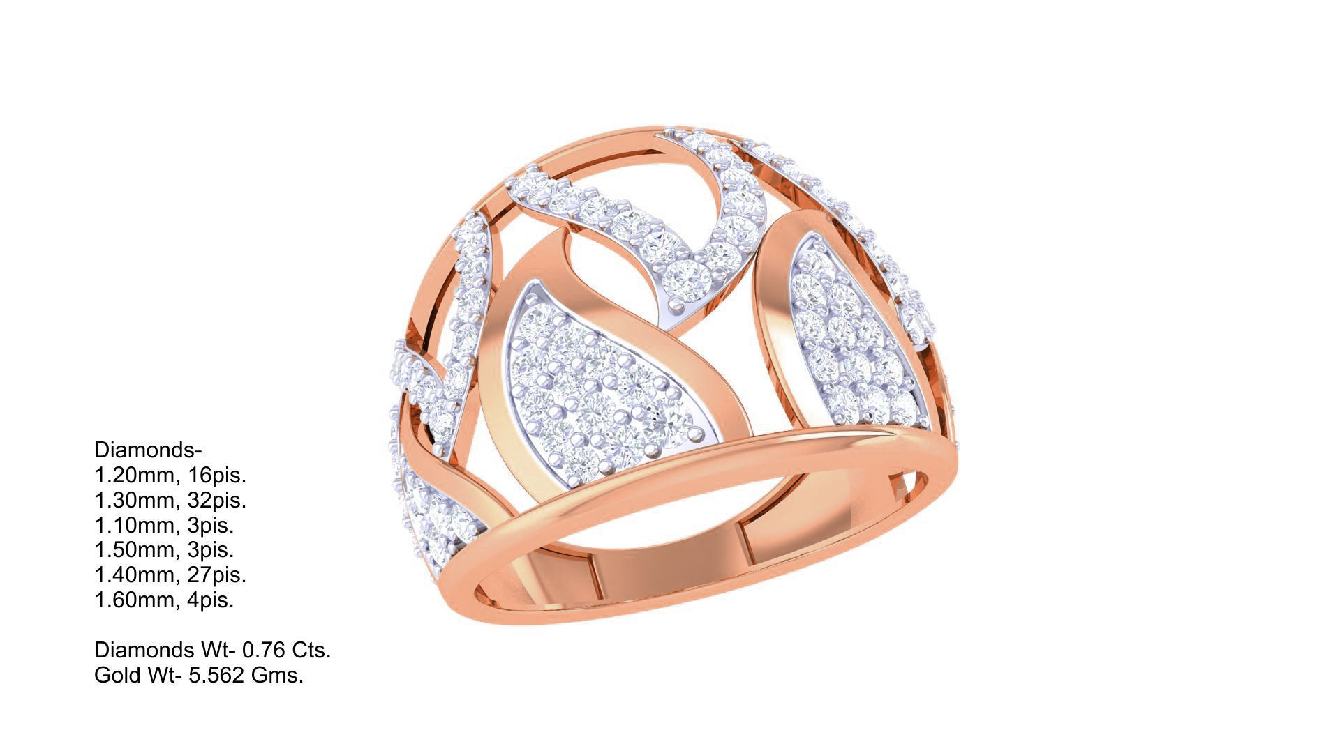 High Jewelry Diamond Cocktail Ring 3dm stl obj 3D print model_3