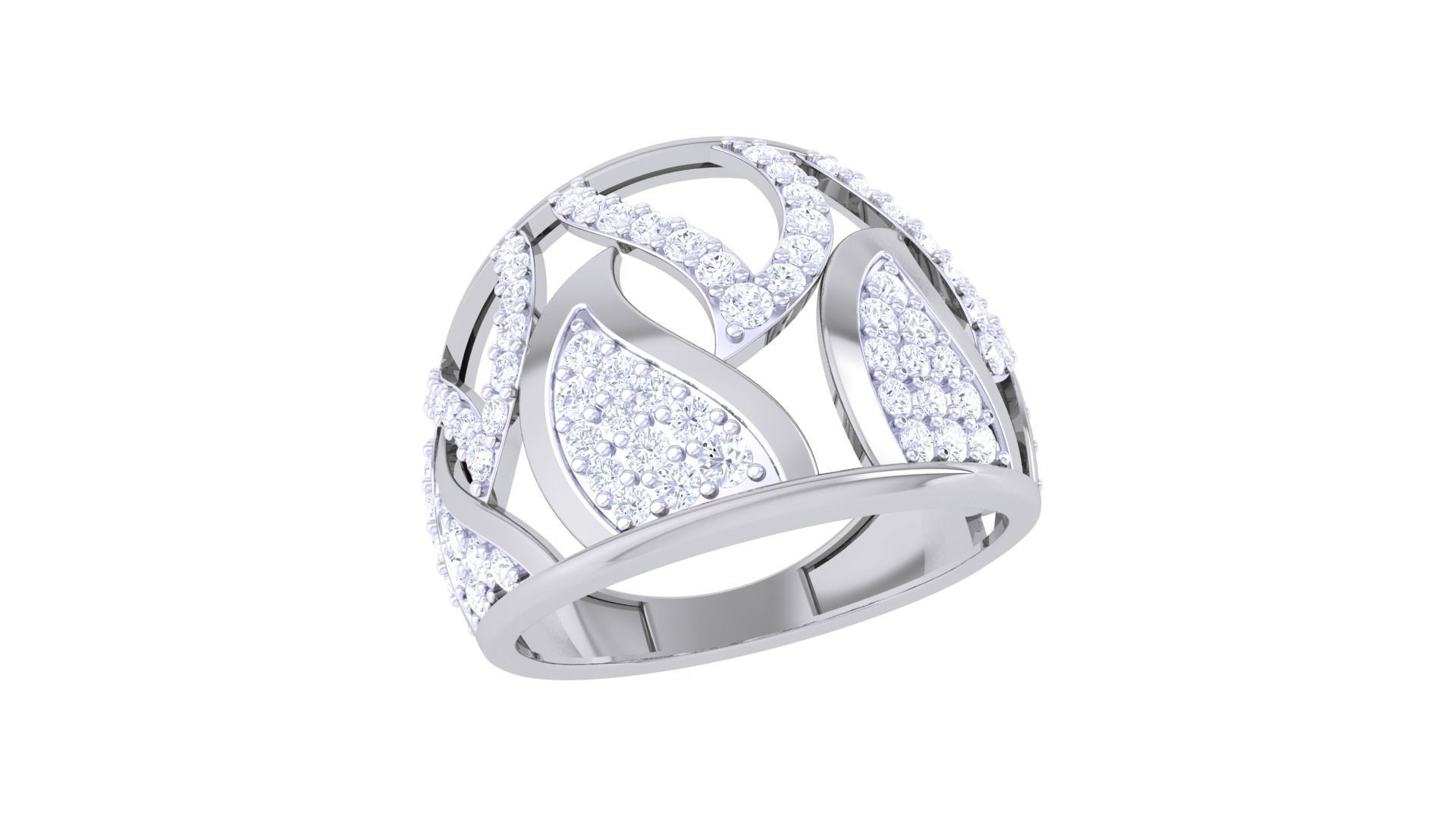 High Jewelry Diamond Cocktail Ring 3dm stl obj 3D print model_6