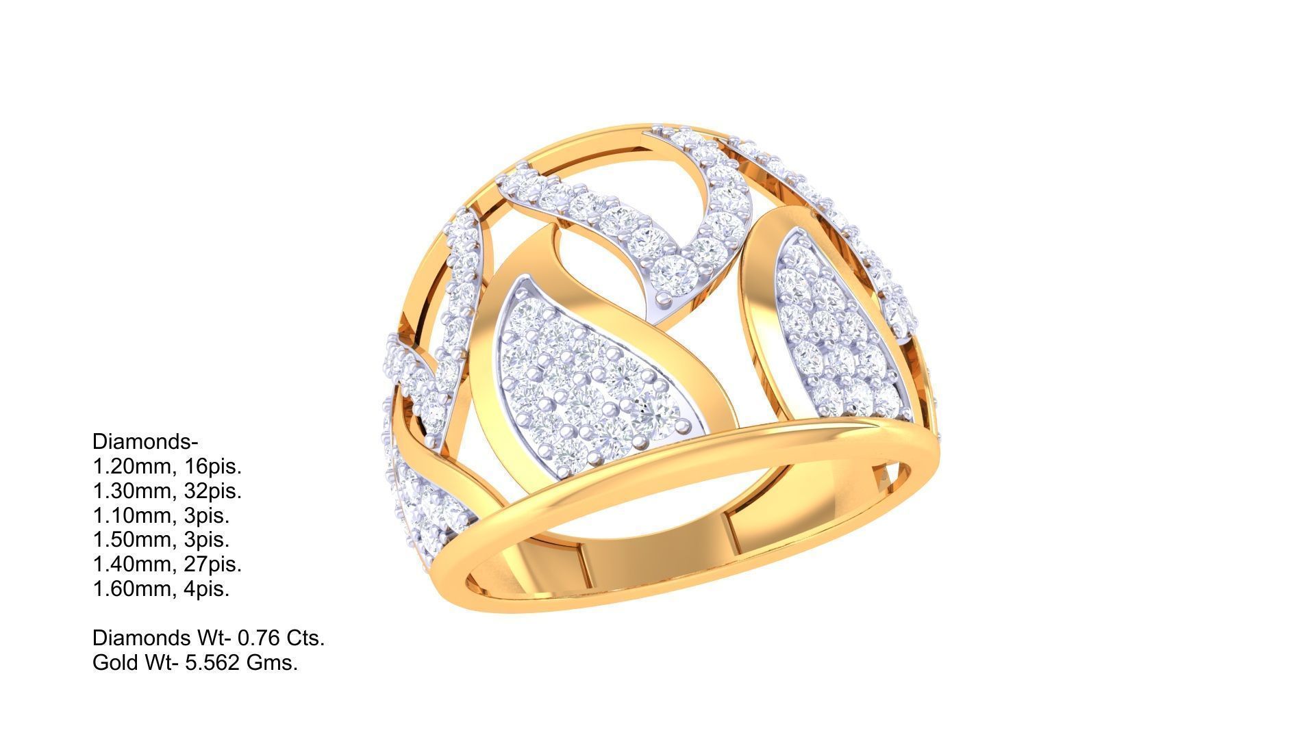 High Jewelry Diamond Cocktail Ring 3dm stl obj 3D print model_1