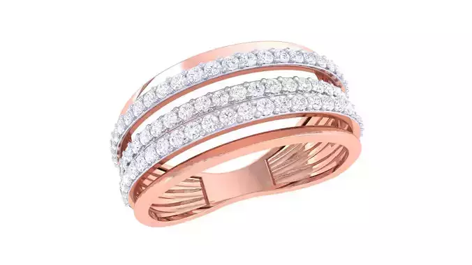 Wire High Jewelry Diamond Cocktail Ring 3dm stl obj