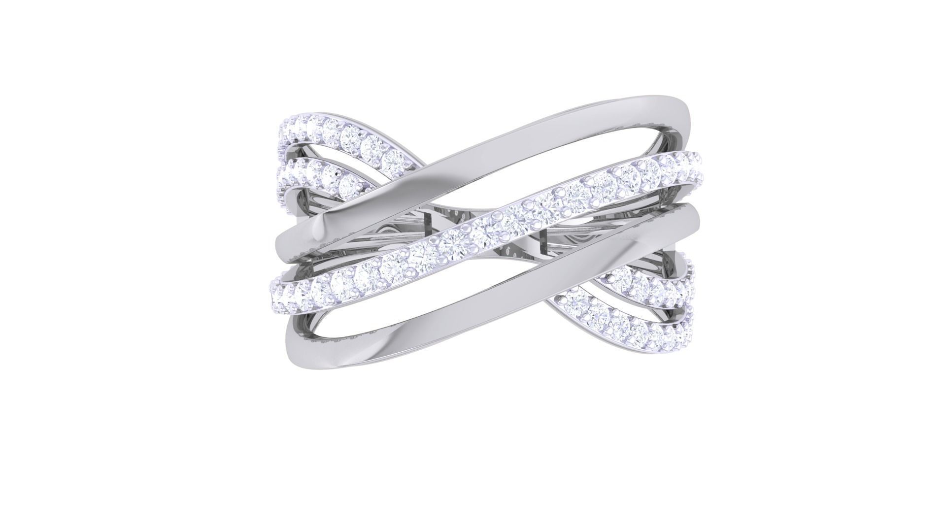 Wire High Jewelry Diamond Cocktail Ring 3dm stl obj 3D print model_7