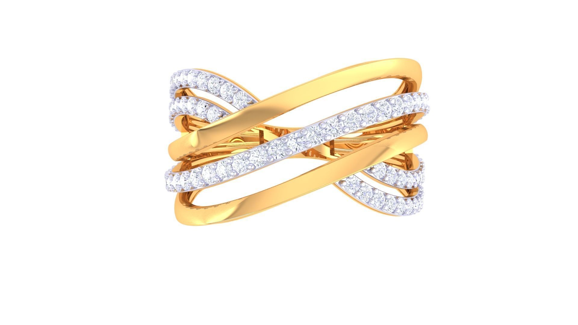 Wire High Jewelry Diamond Cocktail Ring 3dm stl obj 3D print model_8