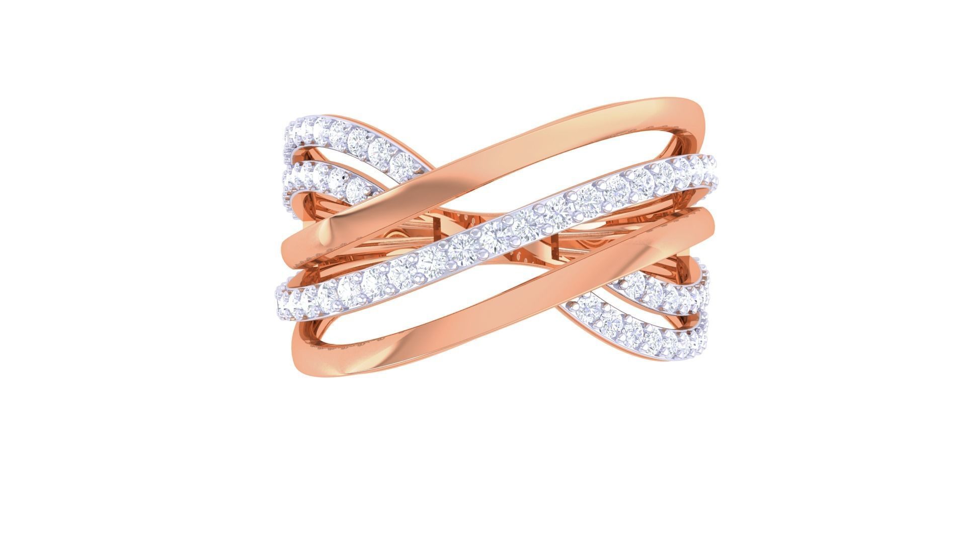 Wire High Jewelry Diamond Cocktail Ring 3dm stl obj 3D print model_9