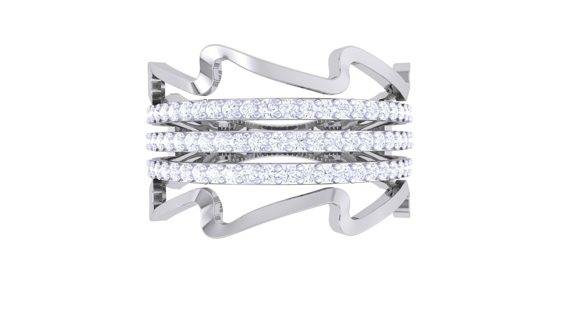 Wire High Jewelry Diamond Cocktail Ring 3dm stl obj 3D print model_8