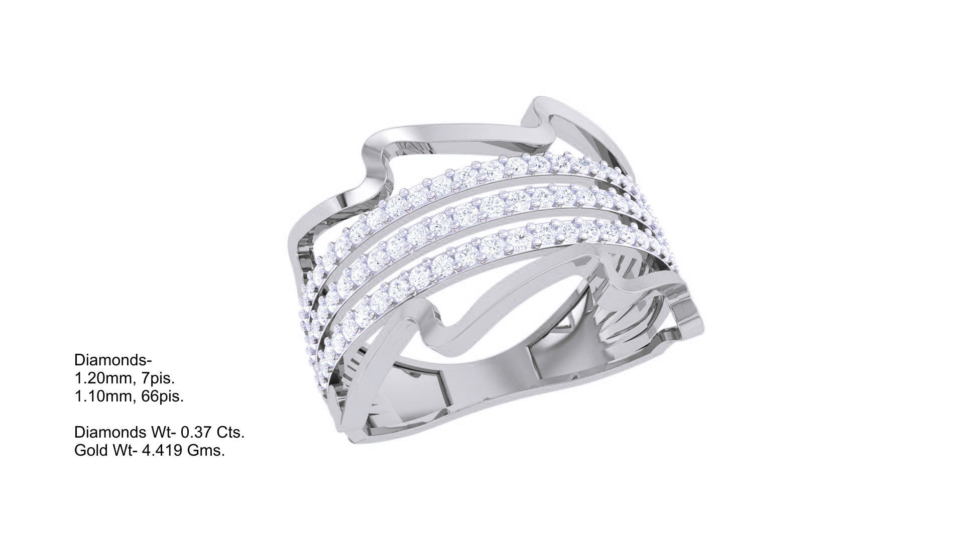 Wire High Jewelry Diamond Cocktail Ring 3dm stl obj 3D print model_2