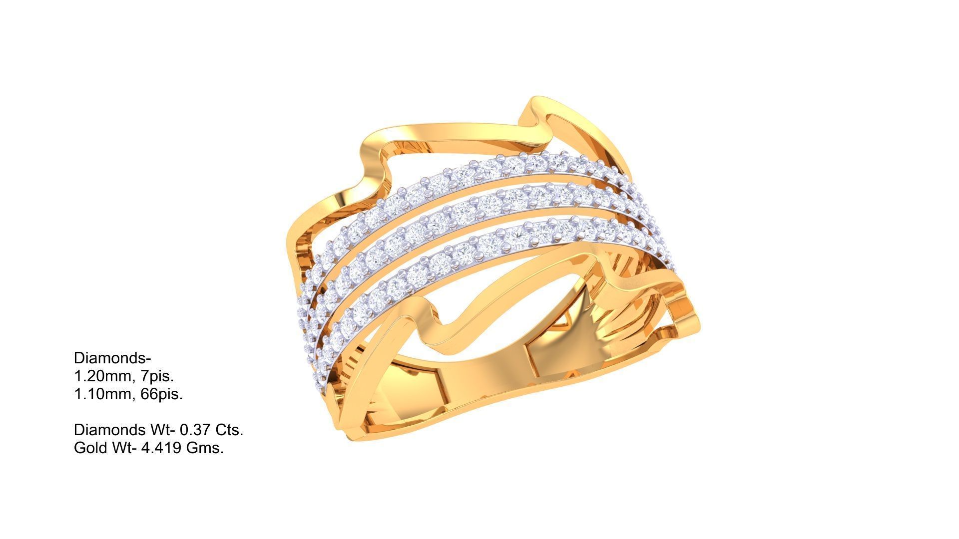 Wire High Jewelry Diamond Cocktail Ring 3dm stl obj 3D print model_1