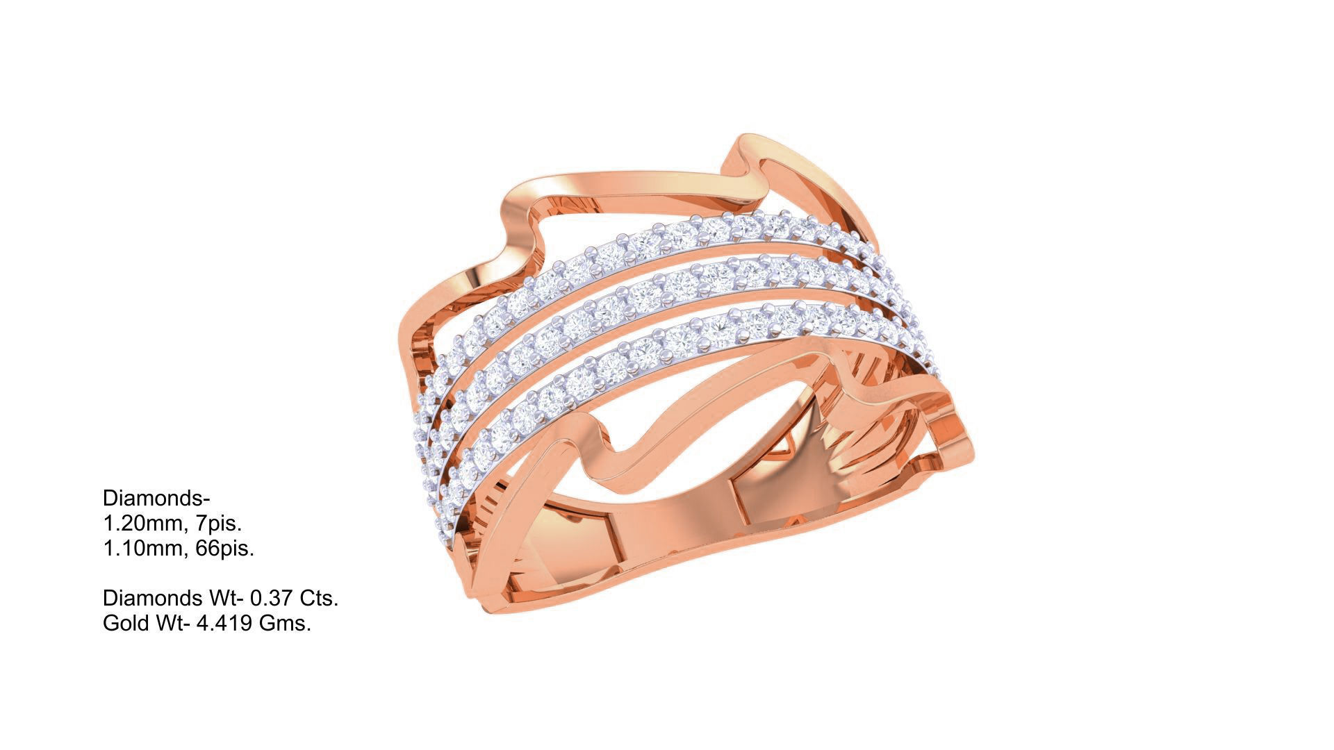 Wire High Jewelry Diamond Cocktail Ring 3dm stl obj 3D print model_3