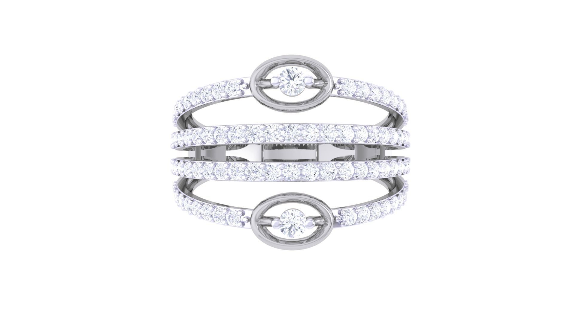 Wire High Jewelry Diamond Cocktail Ring 3dm stl obj 3D print model_7