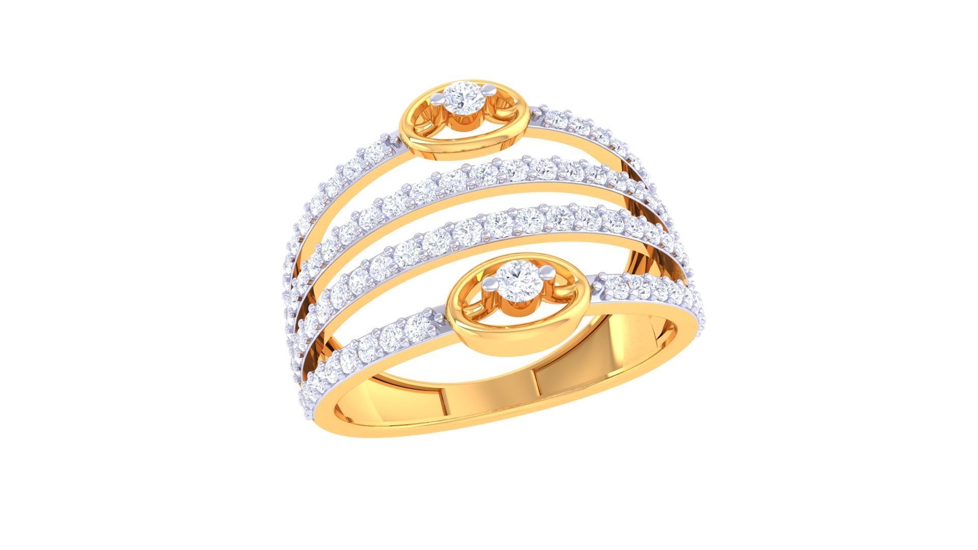 Wire High Jewelry Diamond Cocktail Ring 3dm stl obj 3D print model_4