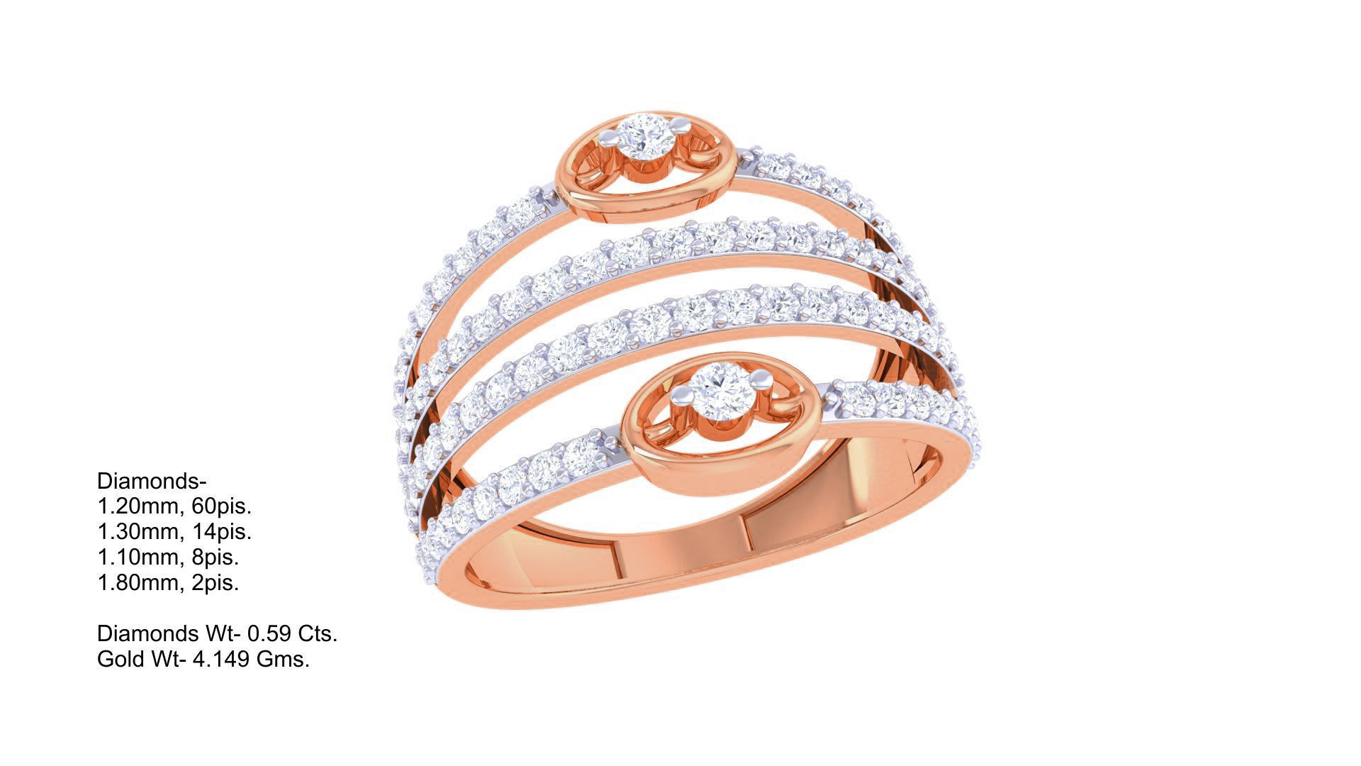 Wire High Jewelry Diamond Cocktail Ring 3dm stl obj 3D print model_3