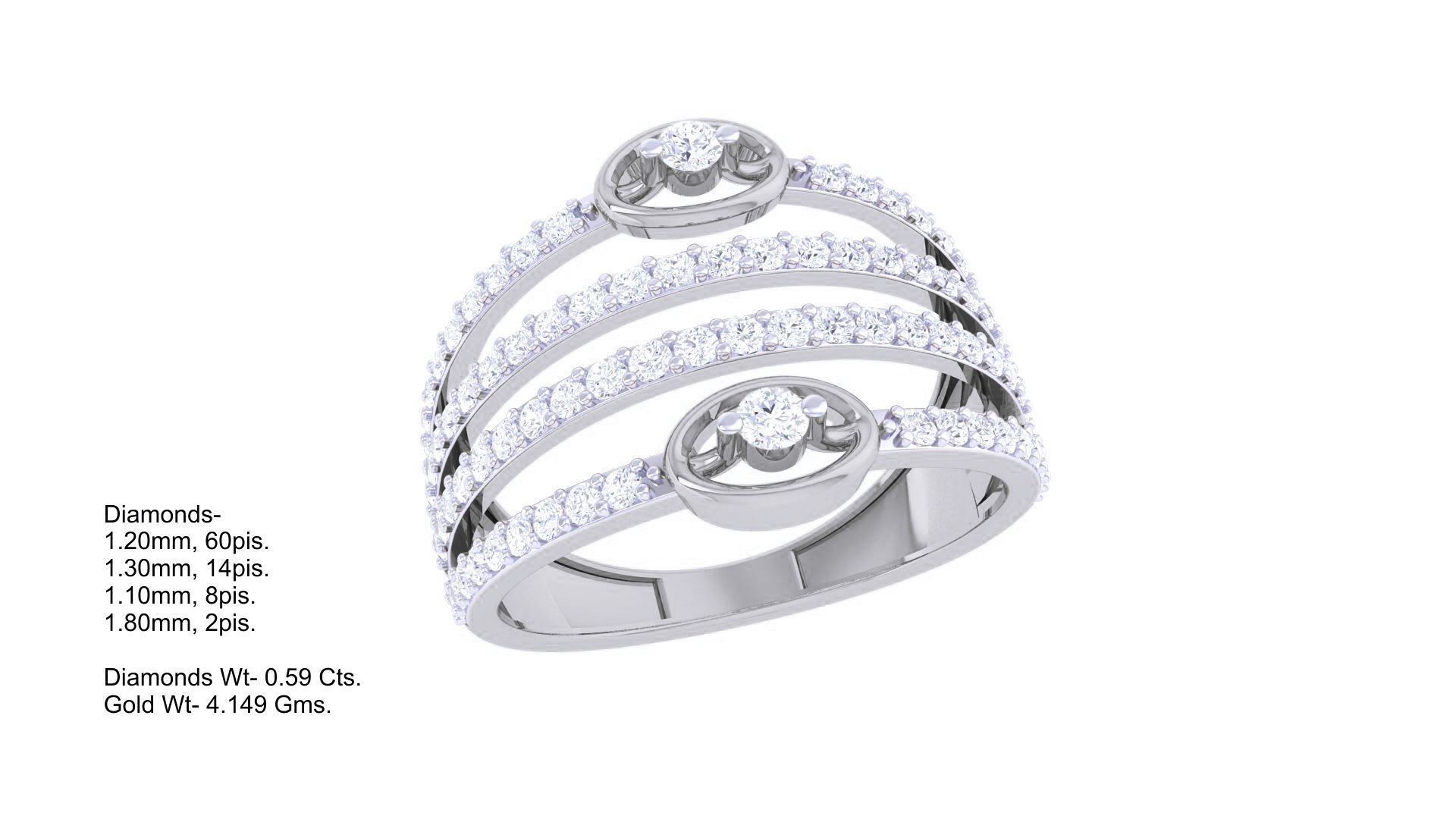 Wire High Jewelry Diamond Cocktail Ring 3dm stl obj 3D print model_2