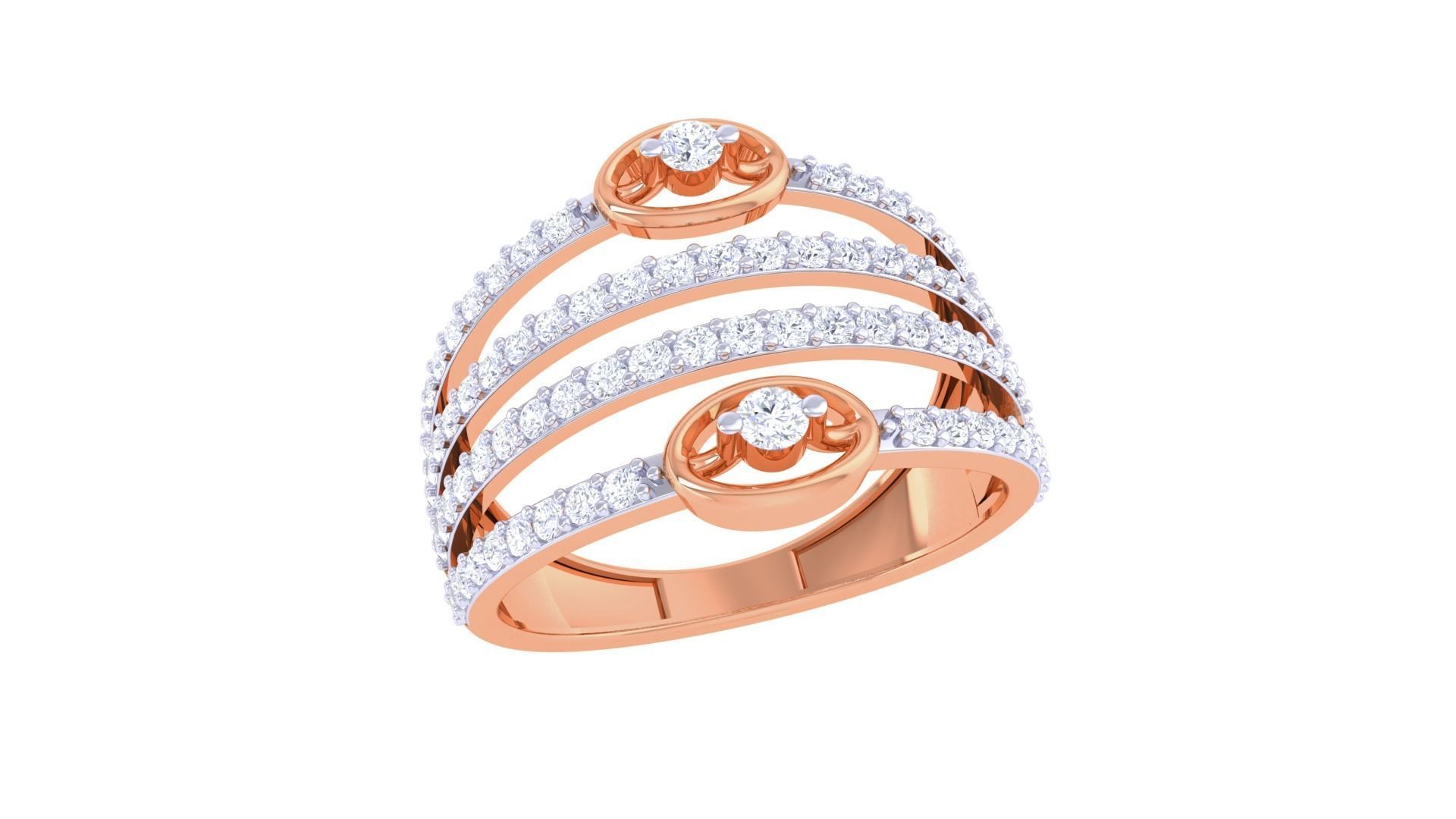 Wire High Jewelry Diamond Cocktail Ring 3dm stl obj 3D print model_5