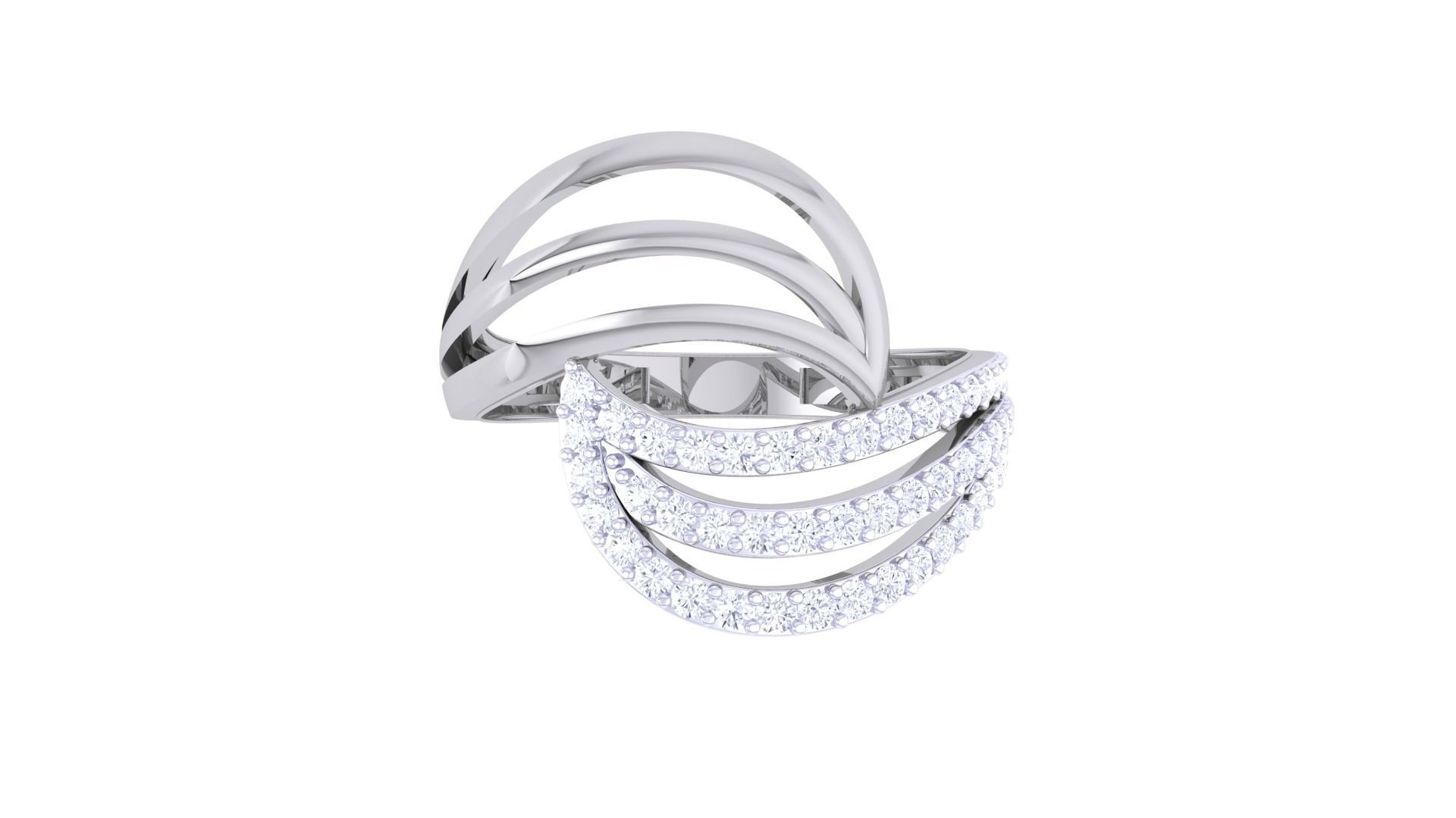 High Jewelry Diamond Cocktail Ring 3dm stl obj 3D print model_8