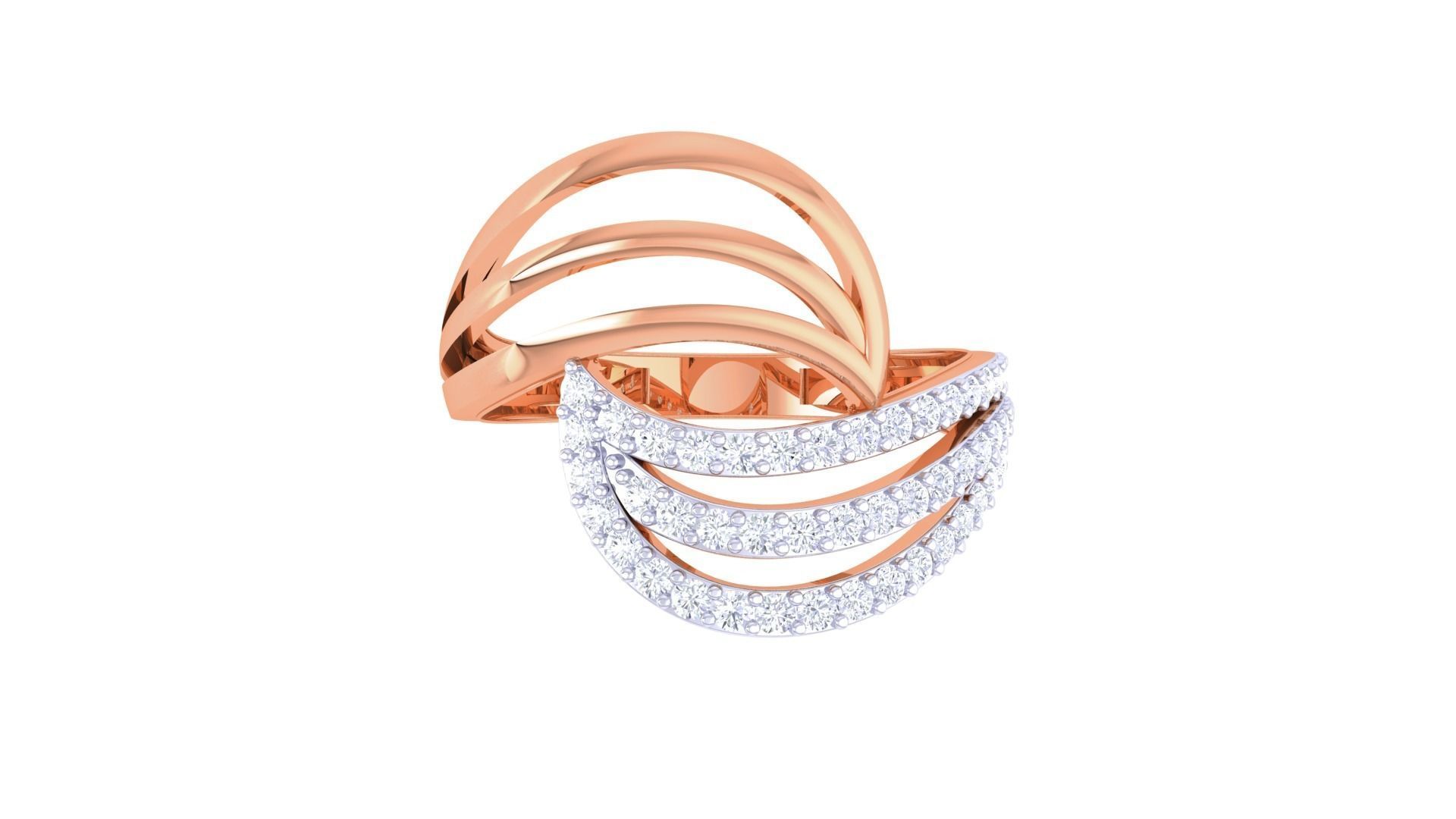 High Jewelry Diamond Cocktail Ring 3dm stl obj 3D print model_9