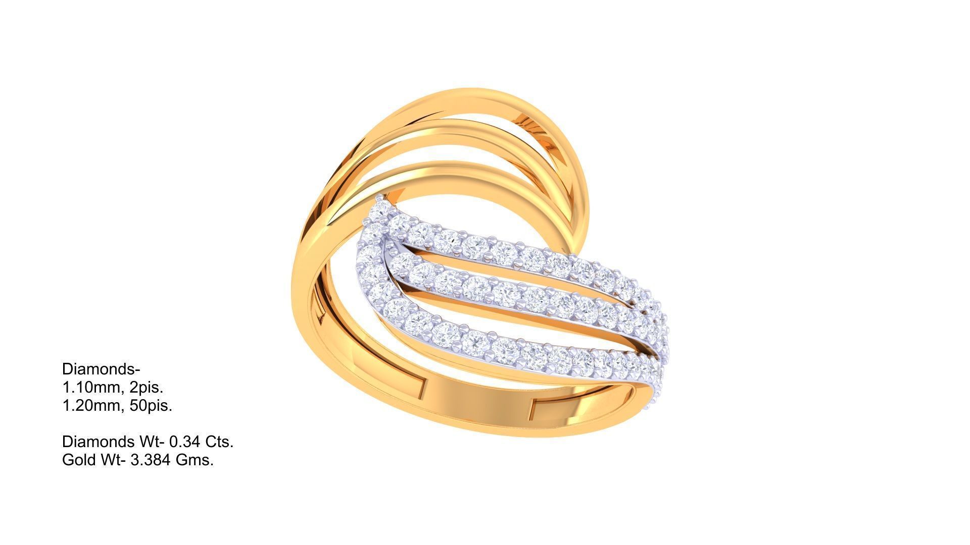 High Jewelry Diamond Cocktail Ring 3dm stl obj 3D print model_1