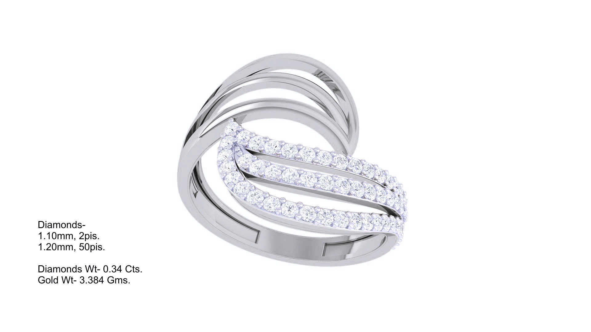 High Jewelry Diamond Cocktail Ring 3dm stl obj 3D print model_2