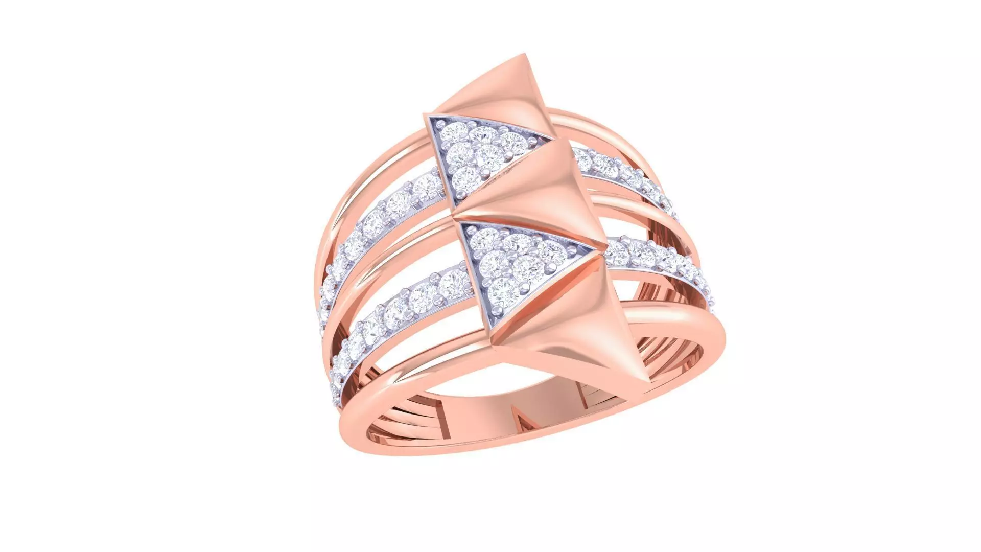 Arrow Wire High Jewelry Diamond Cocktail Ring 3dm stl obj 3D print model_0