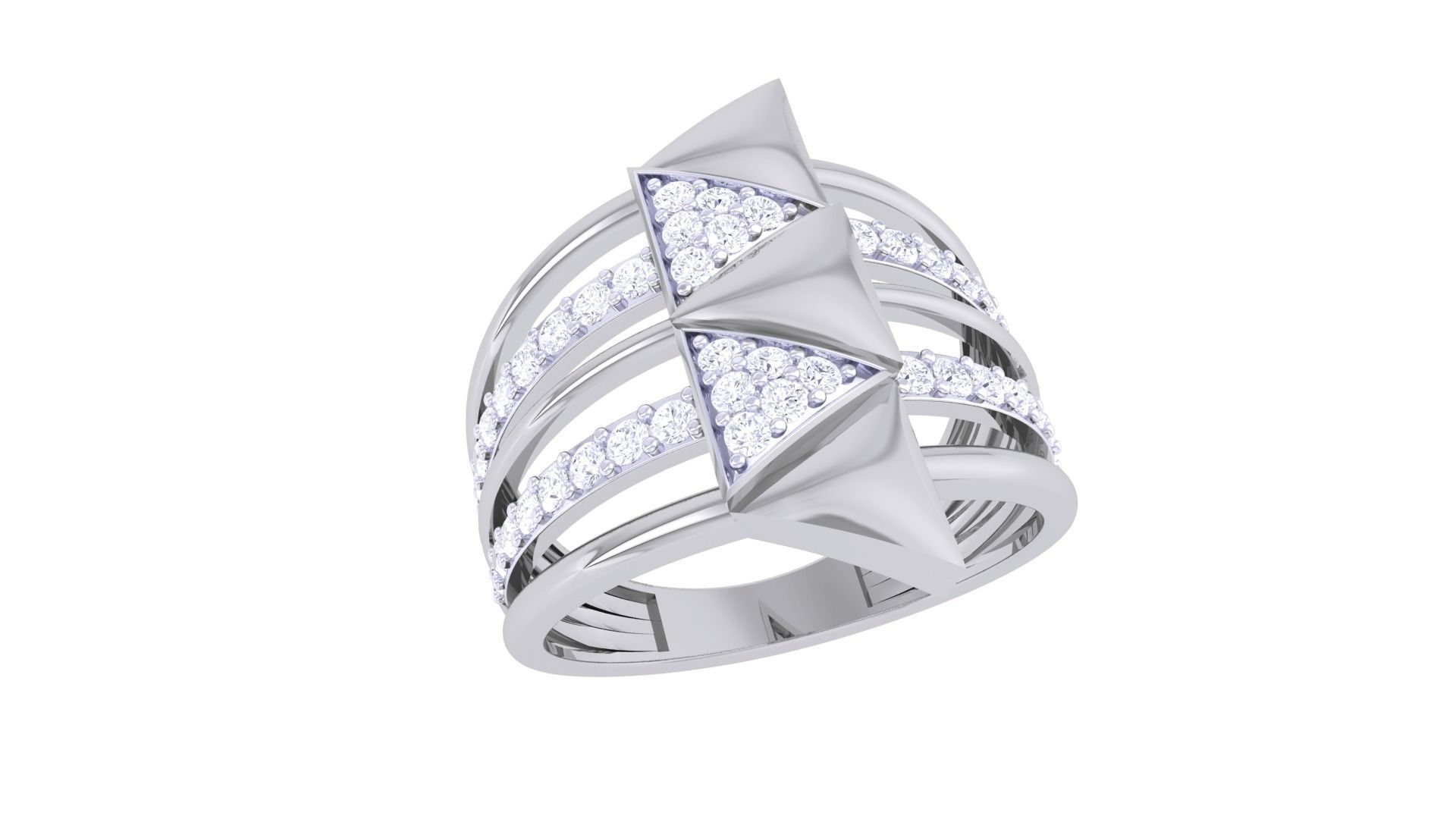 Arrow Wire High Jewelry Diamond Cocktail Ring 3dm stl obj 3D print model_4