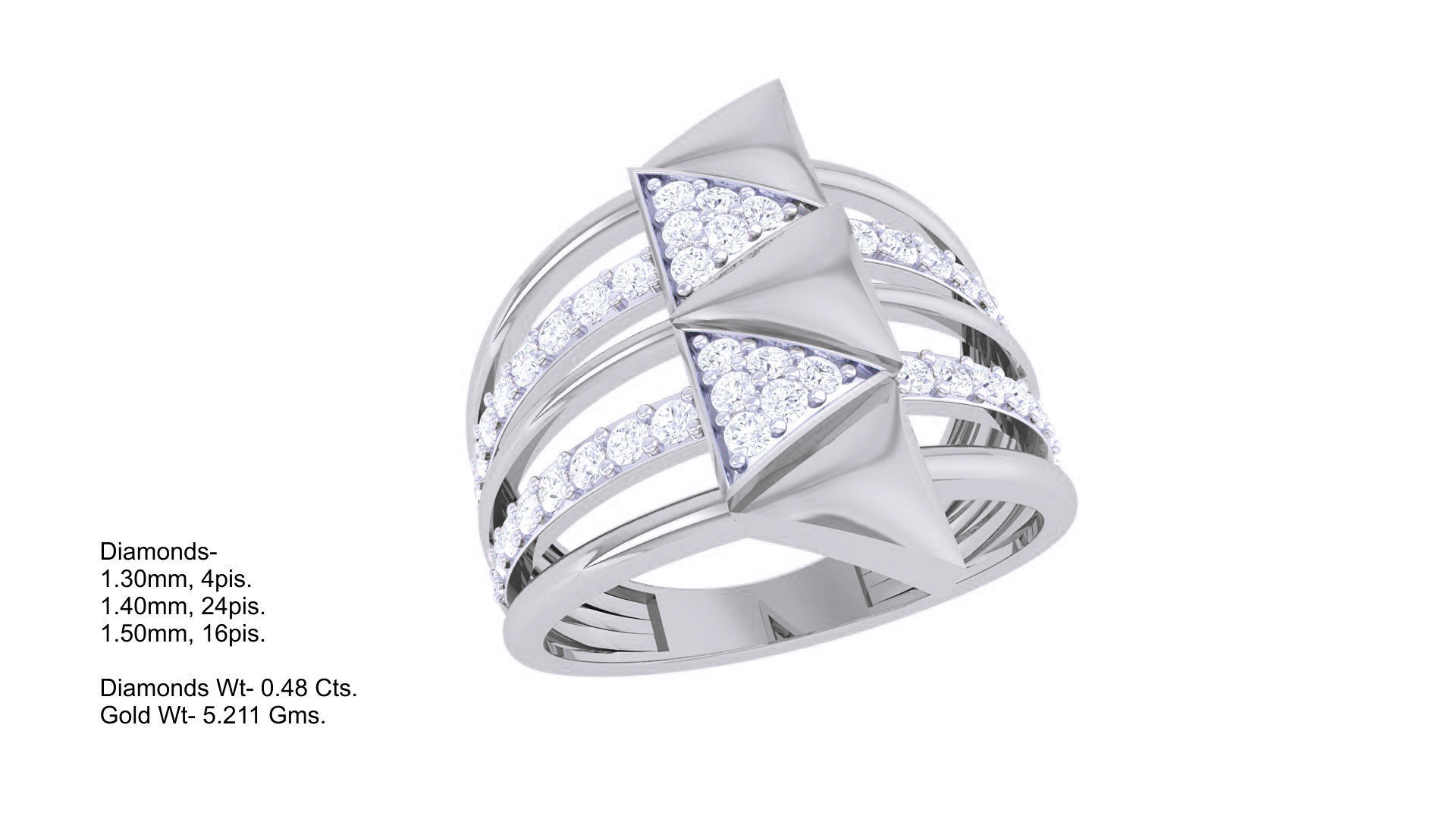 Arrow Wire High Jewelry Diamond Cocktail Ring 3dm stl obj 3D print model_2