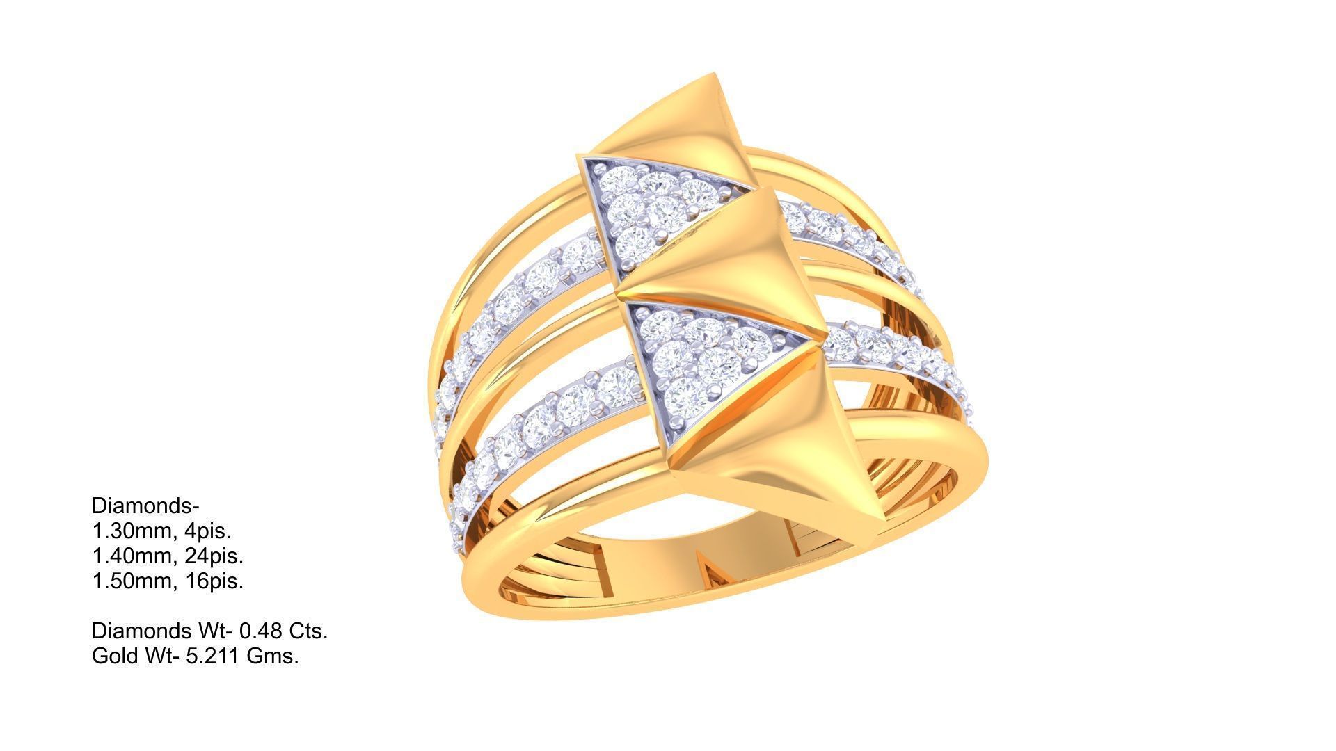 Arrow Wire High Jewelry Diamond Cocktail Ring 3dm stl obj 3D print model_1