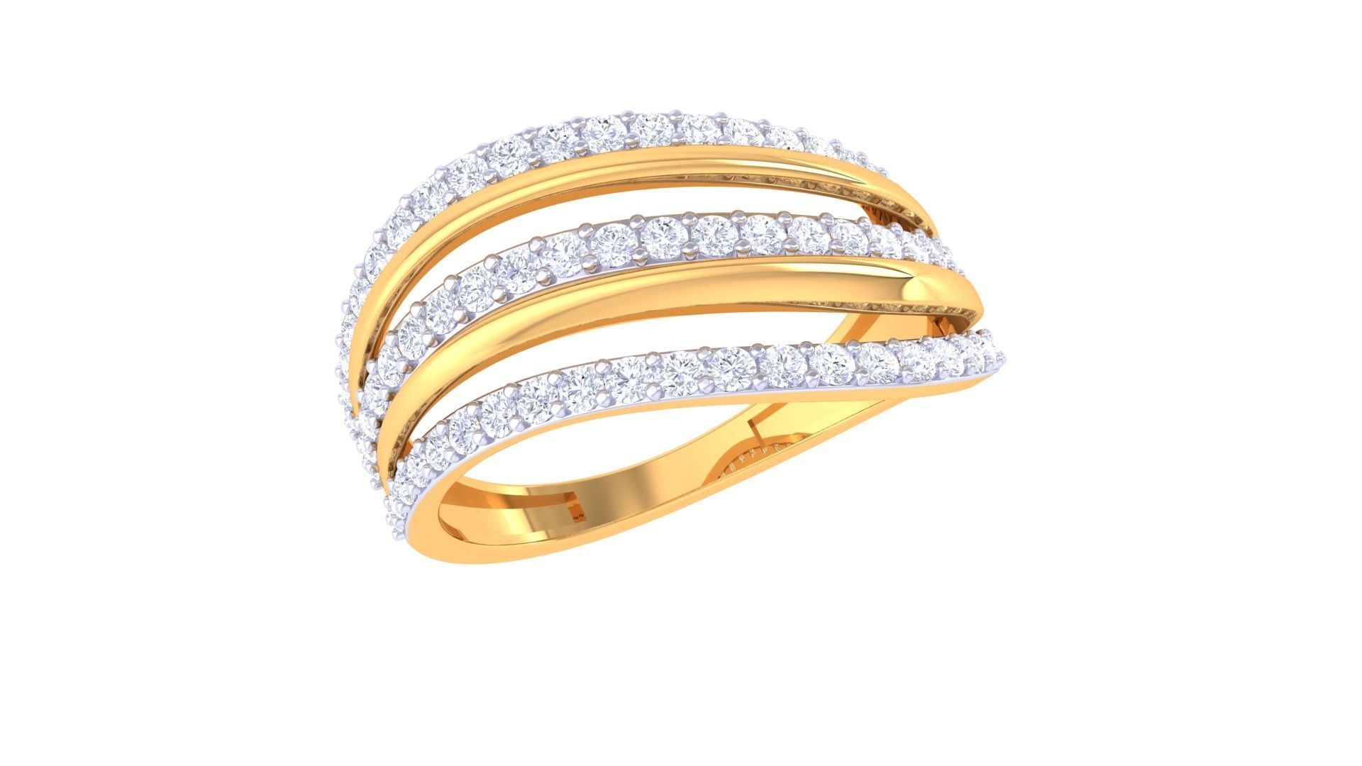 Wire High Jewelry Diamond Cocktail Ring 3dm stl obj 3D print model_4